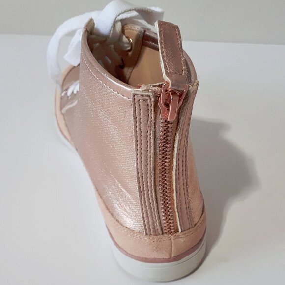 EUC Nine West shiny effect rose gold faux leather, suede high top sneakers, 6 - Picture 16 of 16